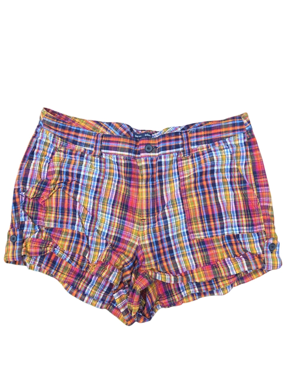 GAP Aubrey Women's Linen Cotton Plaid Shorts. Size 18.